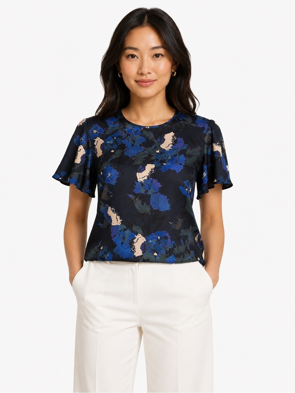 Aritzia Wilfred Cambrai floral short sleeves blouse or top size XS silk trim